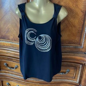 Black tank top with rhinestone design